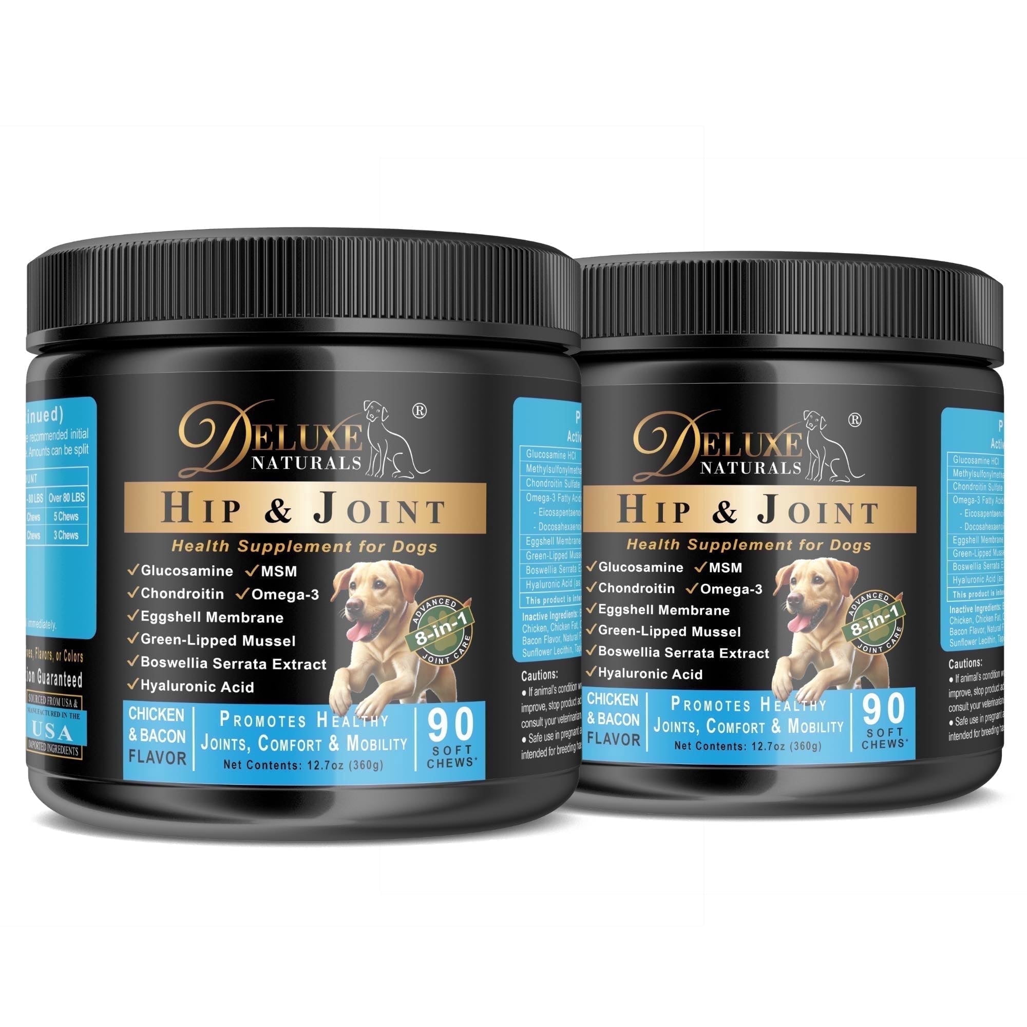 Deluxe Naturals Dog Hip & Joint Supplement, Glucosamine, MSM ...