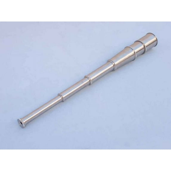 Deluxe Nautical Pirate Boat Brass Spyglass with Functional Optical Zooms & Genuine Rosewood Storing Case Anchor Emblem Inlaid | Nagina International (32 Inches, Chromed)