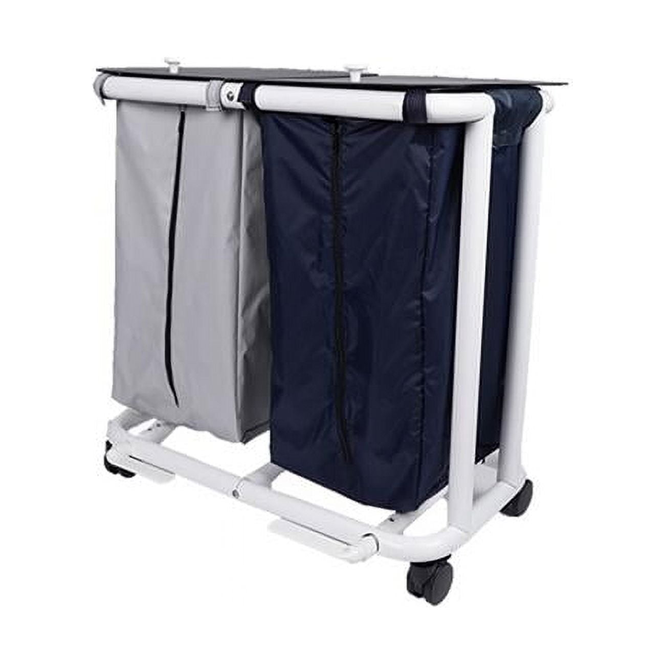 Deluxe New Era Patent Pending Large Double Hamper with Zipper Opening Bag & Foot Pedal, Black