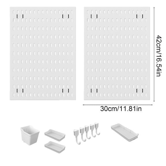 Deluxe No-Drill Pegboard Wall Mount Set With Multiple Panels, Includes Large Shelf Containers And Hooks For Comprehensive Whole Wall Organization