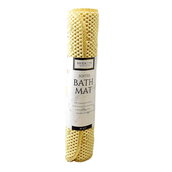 Deluxe Non Slip Waffle Shower Bath Mat Soft Foam Rug, Bathtub Mat with Drain Holes, Suction Cups- 36" x 17" Yellow