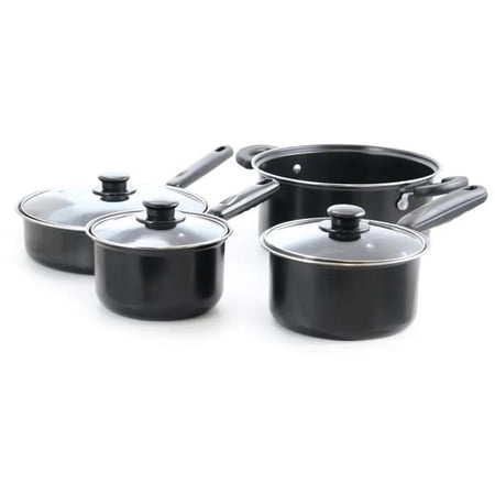 Deluxe Non-Stick Cookware Set, Black - 7 Piece