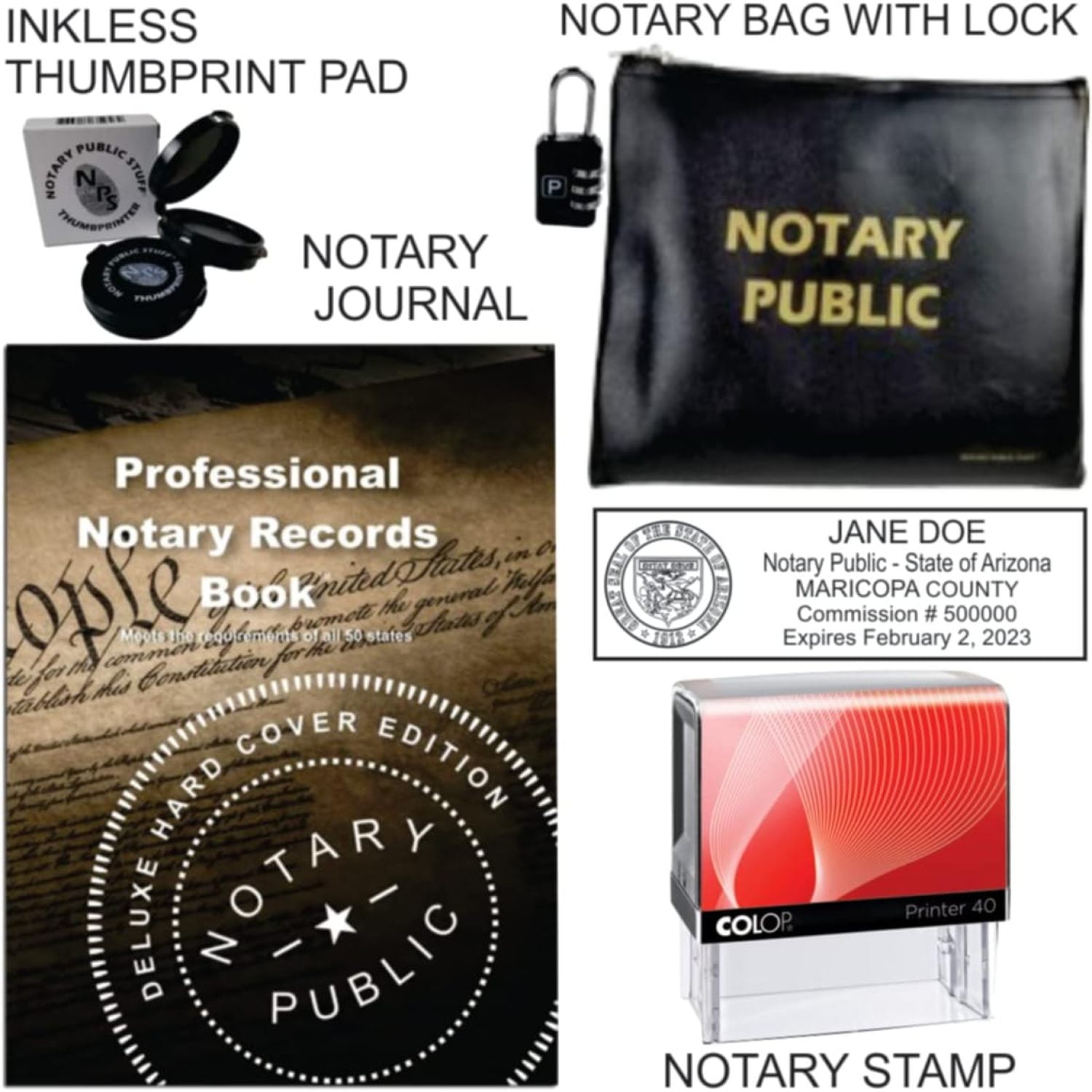 Deluxe Notary Combination Notary Accessories Bag With Lock Journal Thumbprint Pad And Your 5108