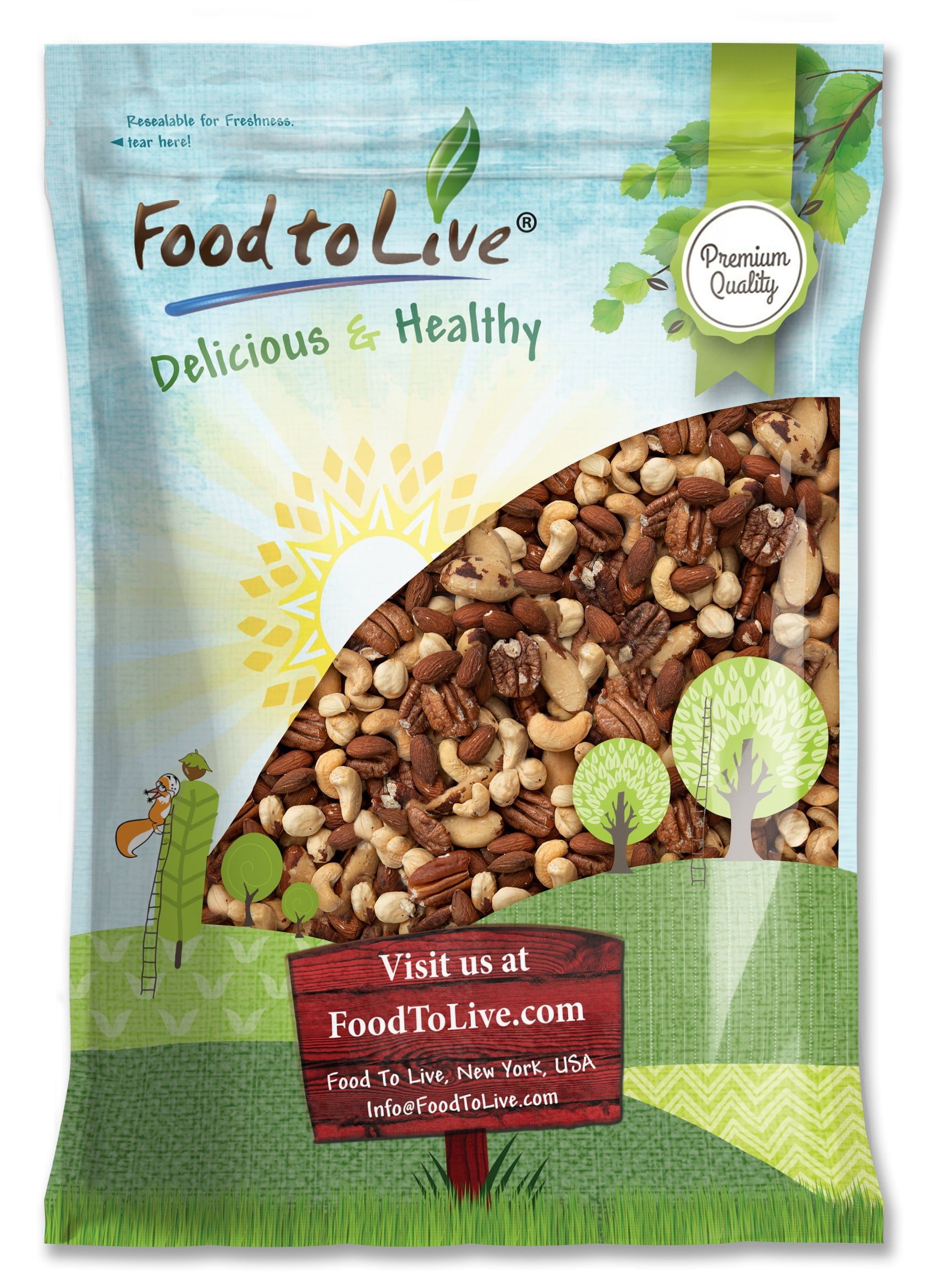 Deluxe Nuts Mix, 8 Pounds — Kosher, Vegan — by Food to Live