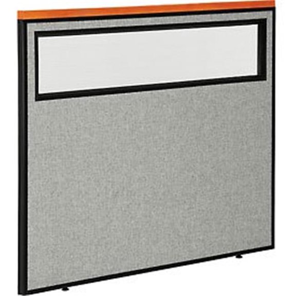 Deluxe Office Partition Panel with Partial Window - Gray - 48.25 x 43.5 in.
