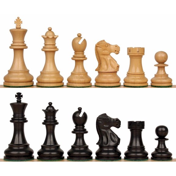 Deluxe Old Club Series Chess Set - Ebony & Boxwood Pieces - 3.75" King