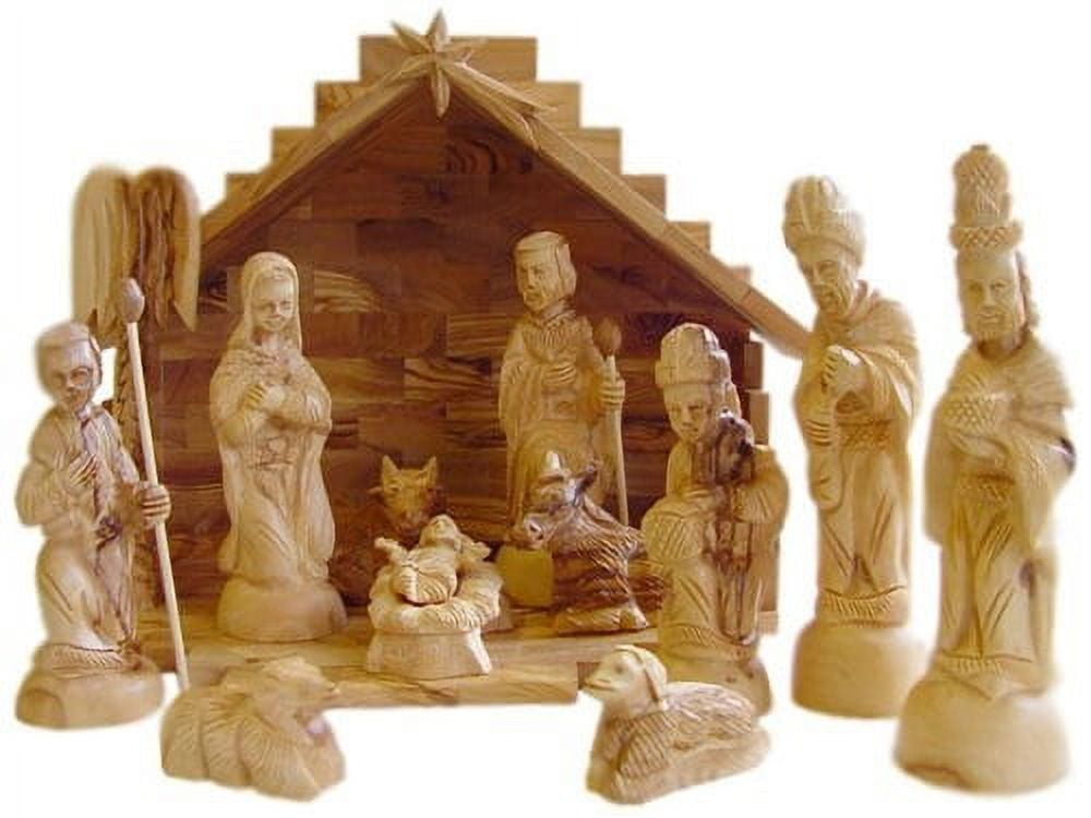 Deluxe Olive Wood Nativity Set Hand Carved in Bethlehem, the Holy Land
