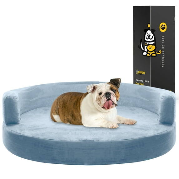Deluxe Orthopedic Memory Foam ROUND Sofa Lounge Dog Bed - Large - Grey