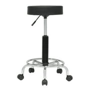 Studio Designs Deluxe Padded Height Adjustable Office, Salon, or Studio Swivel Rolling Stool Chrome/Black