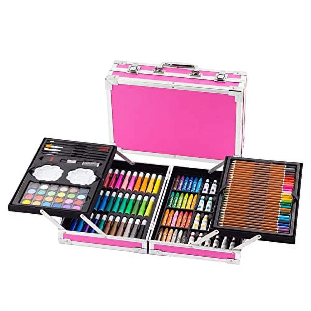 Buy ArtBoss® 145-Piece 2 Layers, Kids Art Set Studio Supplies for Drawing,  Painting, Portable Aluminum Case Art Kit for Kids, Teens, Adults Great Gift  for Beginner and Serious Artists (Pink) Online at
