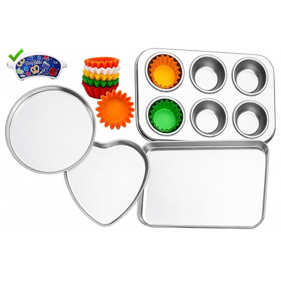Deluxe Pan Set Compatible with Easy Bake Ultimate Oven | Includes 60 Cupcake Liners THAT WILL FIT, UNLIKE OTHERS!! | Kids' Accessories for Cooking Easy Bake Oven Mixes