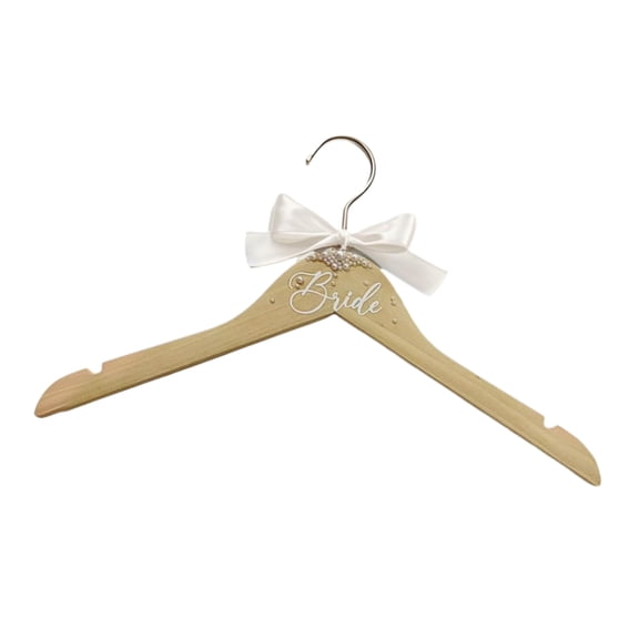 Deluxe Pearls Wedding Hanger for Bride Delivering Wedding Dress Support and NonSlip Assurance with Bowknot Decoration
