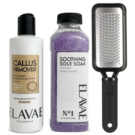 Deluxe Pedicure Care Kit with Soothing Sole Soak, Callus Remover Wild Mint & Eucalyptus & Foot Rasp