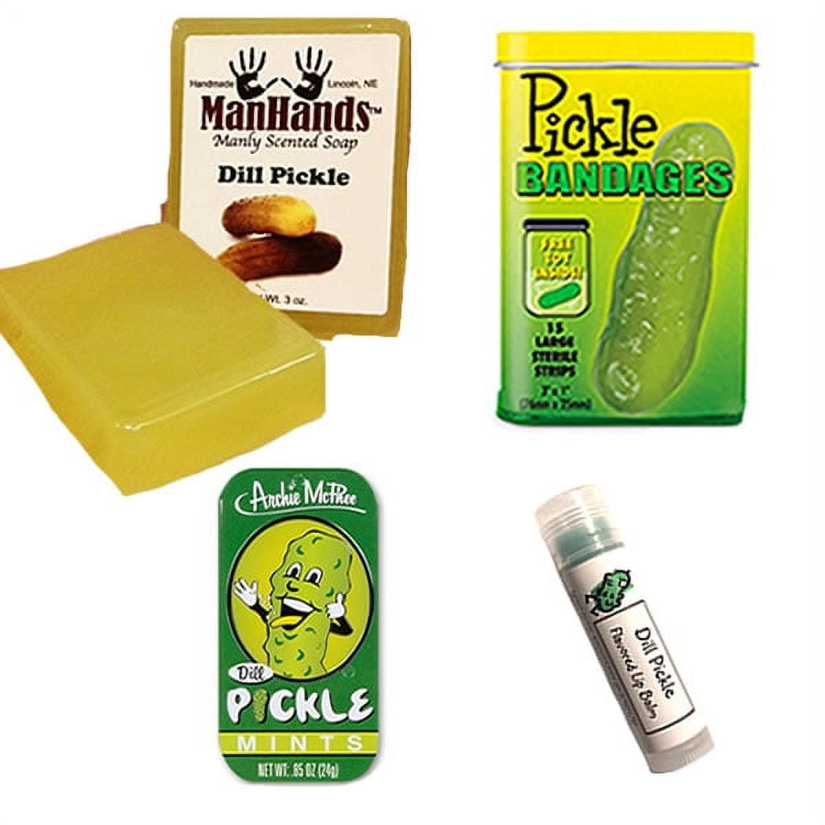 Deluxe Pickle Lovers Gift Pack (7pc Set) - Pickle Bandages, Lip Balm,  Magnet, Stress Toy, Koozie, Wristband & Dill Pickle Salt