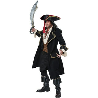 MENS PIRATE CAPTAIN WITH HOOK COSTUME FANCY DRESS ADULT WORLD BOOK DAY  TEACHER
