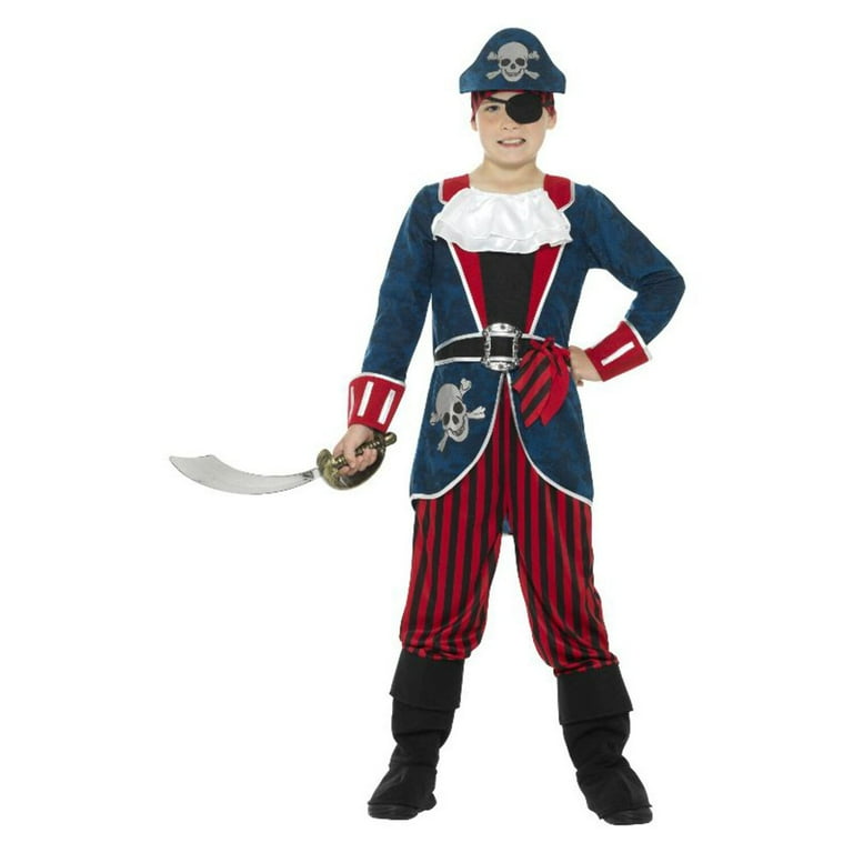 Deluxe Pirate Captain Costume Blue & Red Child Deluxe Pirate Captain Costume Blue & Red Child