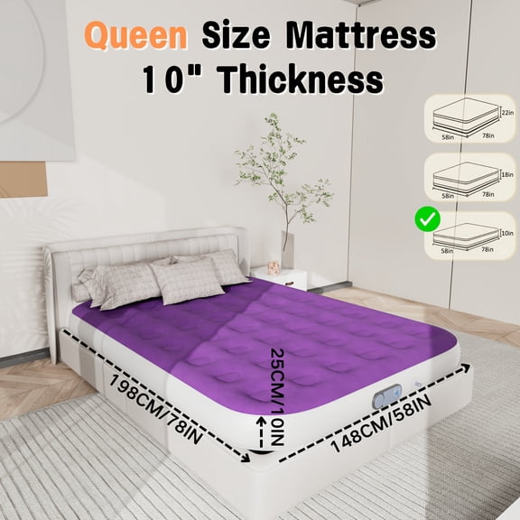 Deluxe Plush High-Rise Air Mattress with Electric Pump, Fast Self-Inflating Durable Air Bed, Portable Inflatable Mattress for Indoor & Outdoor Camping Use