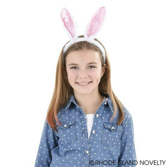 Deluxe Plush Pink White Furry Easter Bunny Rabbit Ears