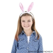 Deluxe Plush Pink White Furry Easter Bunny Rabbit Ears