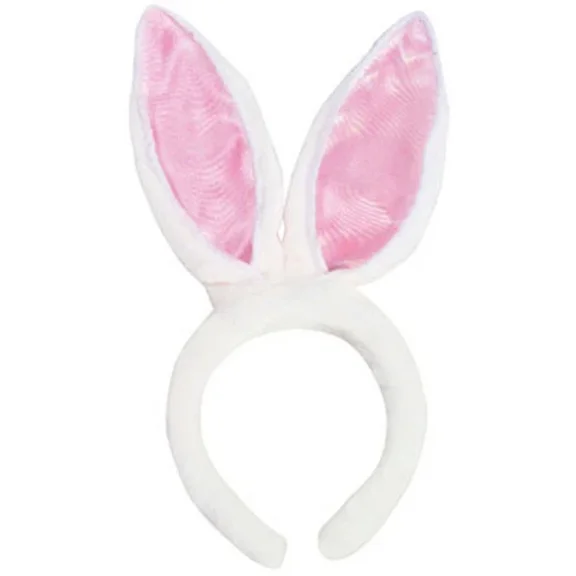 Deluxe Plush Pink White Furry Easter Bunny Rabbit Ears