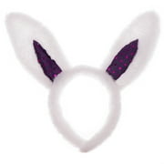 VEIL ENTERTAINMENT Deluxe Plush Sequin Easter Bunny Rabbit Ears Headband, One Size, Purple