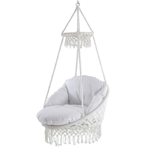 Deluxe Polyester Macrame Chair with Fringe