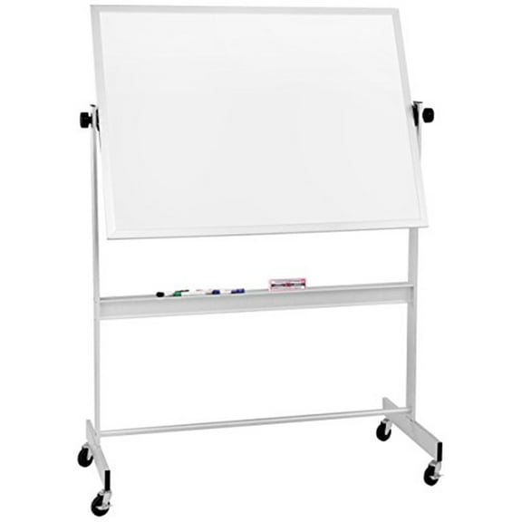 Dry Erase Board, Porcelain, 48 in, 72 in, Aluminum Frame, White, Gloss