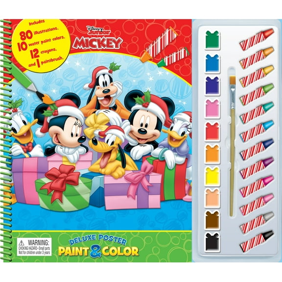 Deluxe Poster and Paint: Disney Mickey Xmas Deluxe Poster Paint & Color (Paperback)