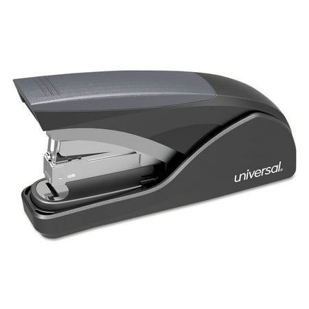 Universal UNV43040 Deluxe Power Assist Flat-Clinch 25 Sheet Capacity Full Strip Stapler - Black/Gray