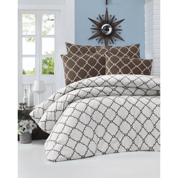 Deluxe Premium Ranforce Quality %100 American Cotton Duvet Cover Set, Extremely Soft, Breathable and Comfortable, OEKO-TEX Certificated-Symbol White-Full