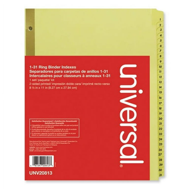 Deluxe Preprinted Plastic Coated Tab Dividers with Black Printing, 31-Tab, 1 to 31, 11 x 8.5, Buff, 1 Set Deluxe Preprinted Plastic Coated Tab Dividers with Black Printing, 31-Tab, 1 to 31, 11 x 8.5, Buff, 1 Set
