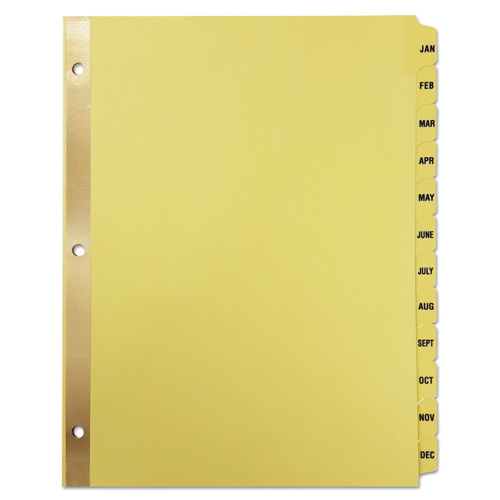 Deluxe Preprinted Plastic Coated Tab Dividers with Black Printing, 12-Tab, Jan. to Dec., 11 x 8.5, Buff, 1 Set Deluxe Preprinted Plastic Coated Tab Dividers with Black Printing, 12-Tab, Jan. to Dec., 11 x 8.5, Buff, 1 Set