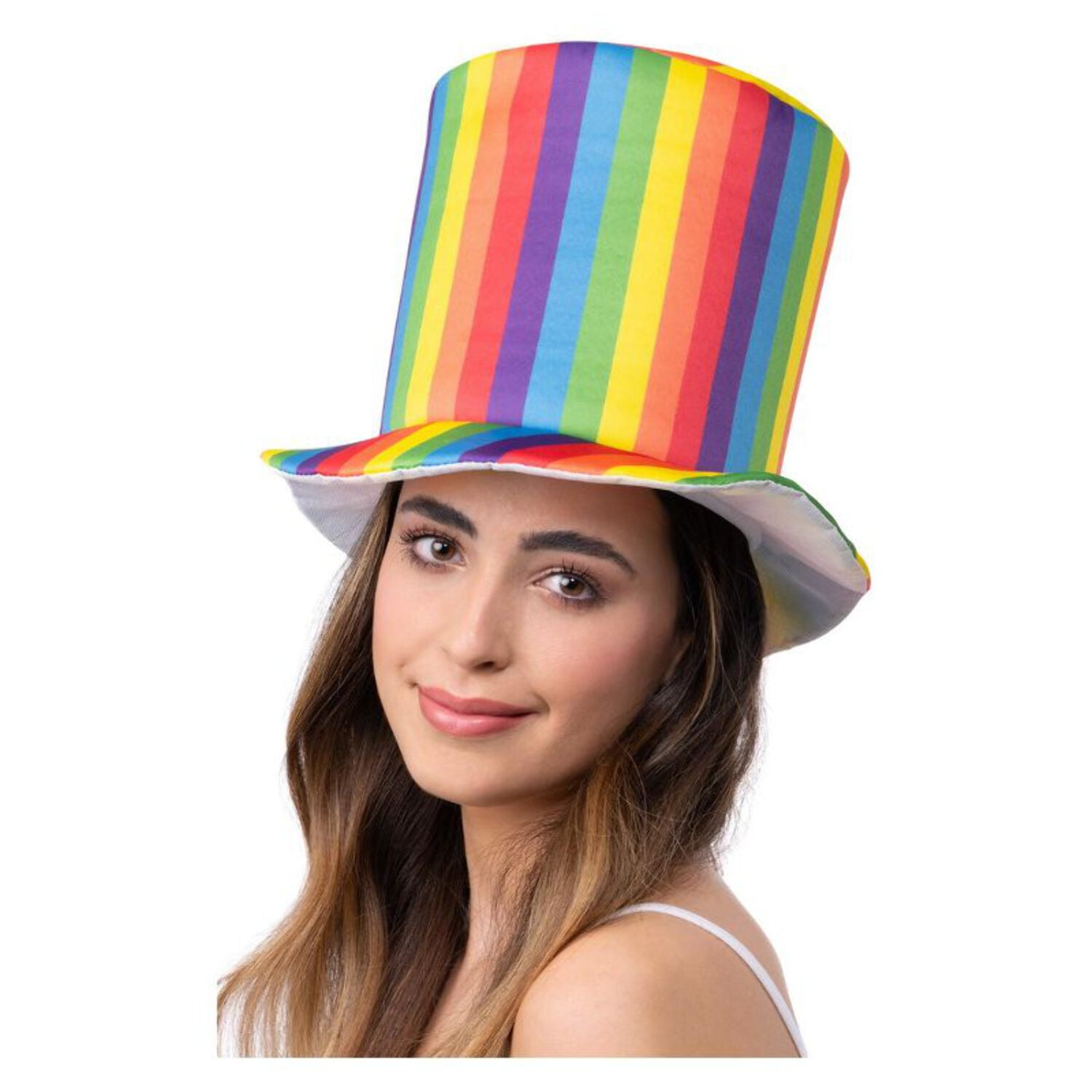 Deluxe Pride Rainbow Stripe Top Hat Adult Deluxe Pride Rainbow Stripe Top Hat Adult