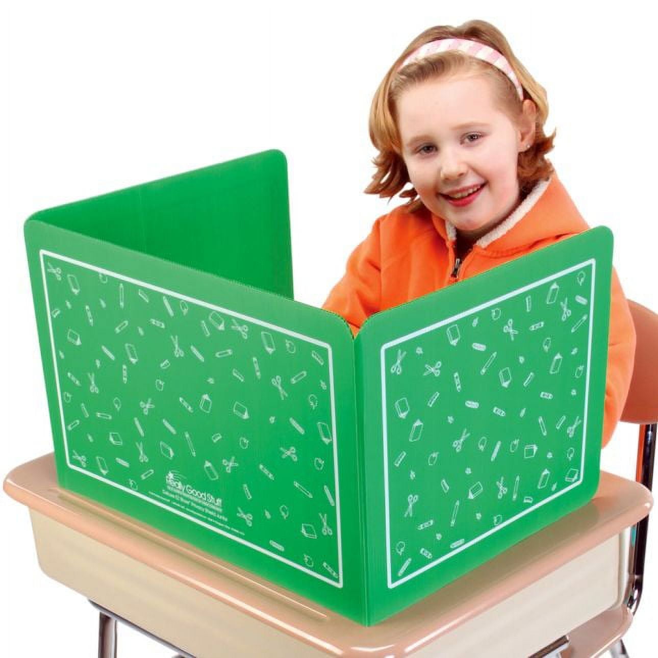 Green Plastic Folding Privacy Shields for Student Desks - Set of 6