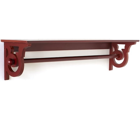 Deluxe Quilt Rack Wall Hanging with Shelf - Walnut