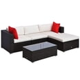thumbnail image 1 of Deluxe Rattan Outdoor Patio Furniture Set, Sectional Wicker Couch with Coffee Table - Cream White, 1 of 4