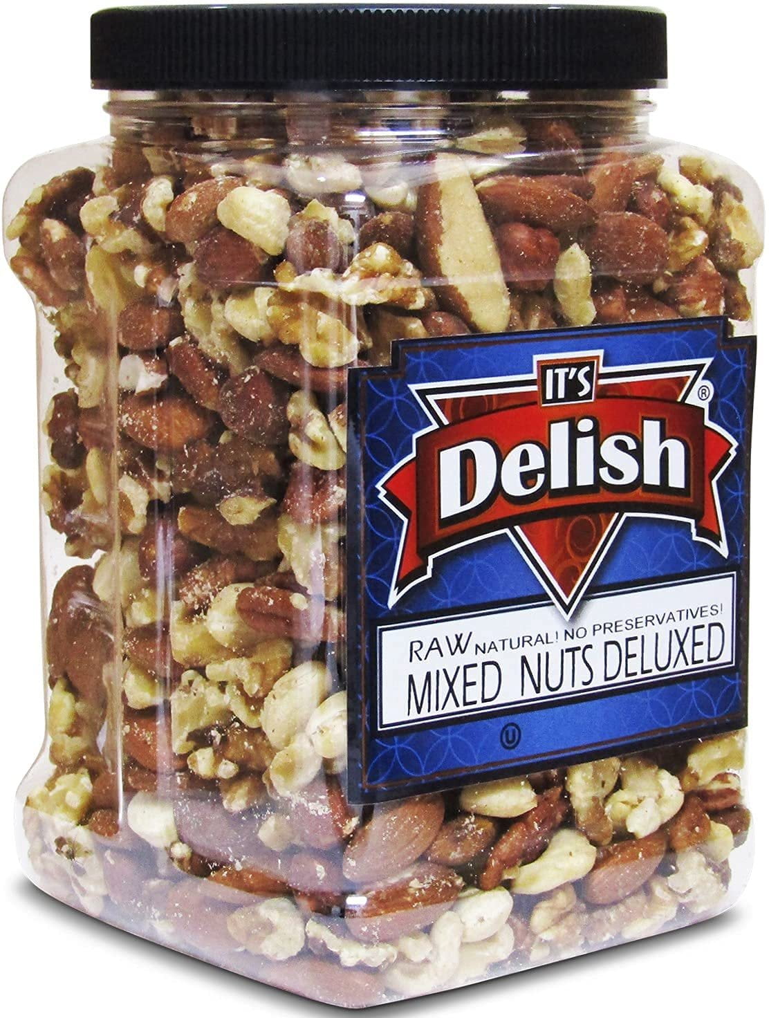 Deluxe Raw Mixed Nuts with No Peanuts by Its Delish, Bulk 2 lbs Jumbo