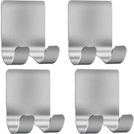 Deluxe Razor Holder for Shower-Hook Hanger Stand(4 Pack)Adhesive Stainless Steel Heavy Duty Utility Storage Hook,Shower Hook for Razor Bathroom Kitchen Organizer for Shaver Plug Robe Towel Loofah Coat