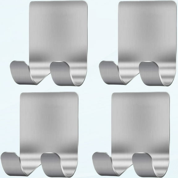 Deluxe Razor Holder for Shower Hook Hanging Stand (4 Pack) Stainless Steel Adhesive Heavy Duty Utility Storage Hook, Shower Hook for Bathroom Razor Kitchen Organizer for Shaver Coat Loofah Plug