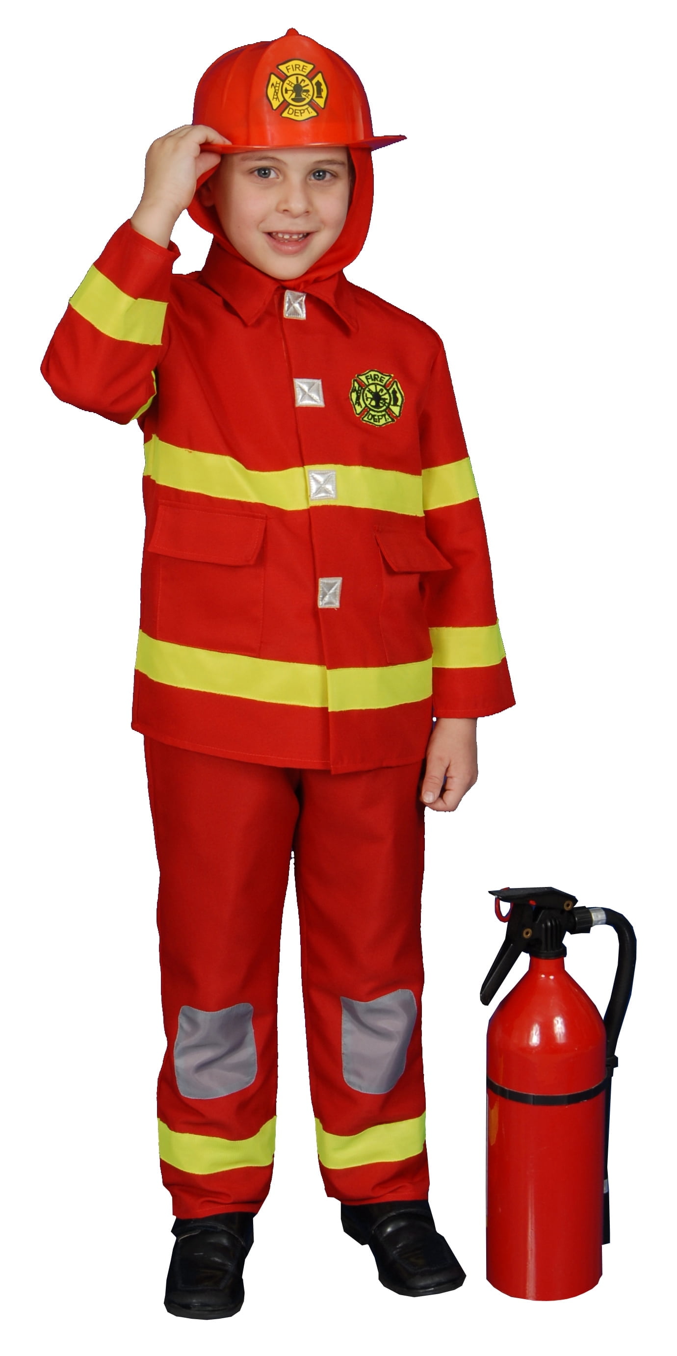 Deluxe Red Fire Fighter Dress up Children's Costume and Helmet Set