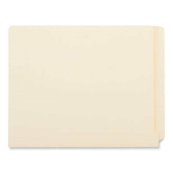 Universal UNV13300 Deluxe 9 in. Front Reinforced End Tab Folders - Letter Size, Manila (100/Box)