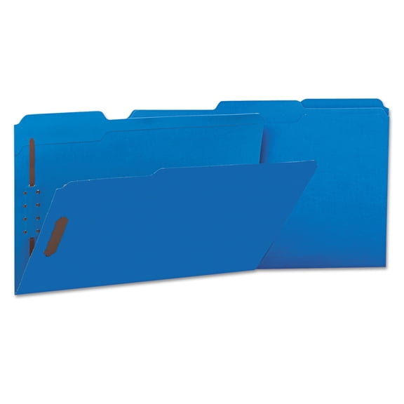 Deluxe Reinforced Top Tab Folders With Two Fasteners, 1/3-Cut Tabs, Legal Size, Blue, 50/box | Bundle of 5 Boxes
