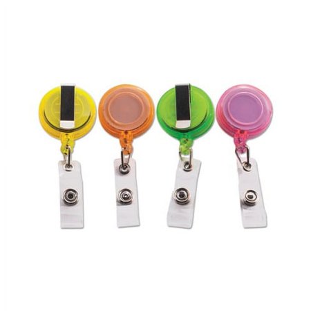 Deluxe Retractable ID Card Reel 30" Extension, Assorted Colors, 20/Pack