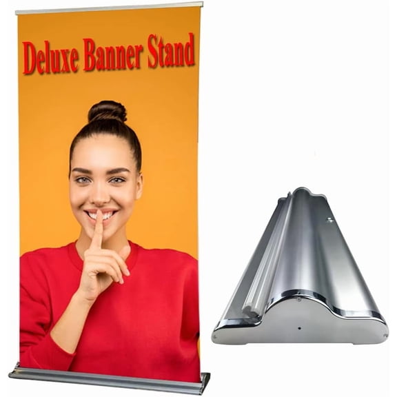 Deluxe Retractable Stand 24"x68-80" Height-Adjustable Display Frame for Trade Show Exhibition Store Displays (Stand Only)