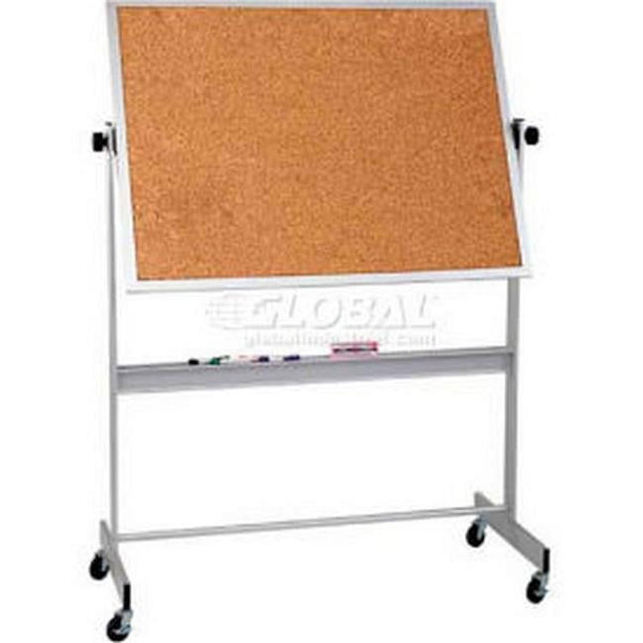 Deluxe Reversible Double Sided Cork Board with Aluminum Trim 60 x 48