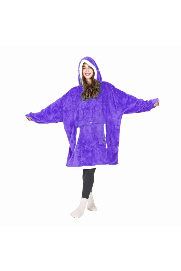 Oversized Blanket Hoodie, Wearable Fluffy Sherpa Blanket, Lightweight Cozy Sweatshirt Blanket Gift for Adult Women Men