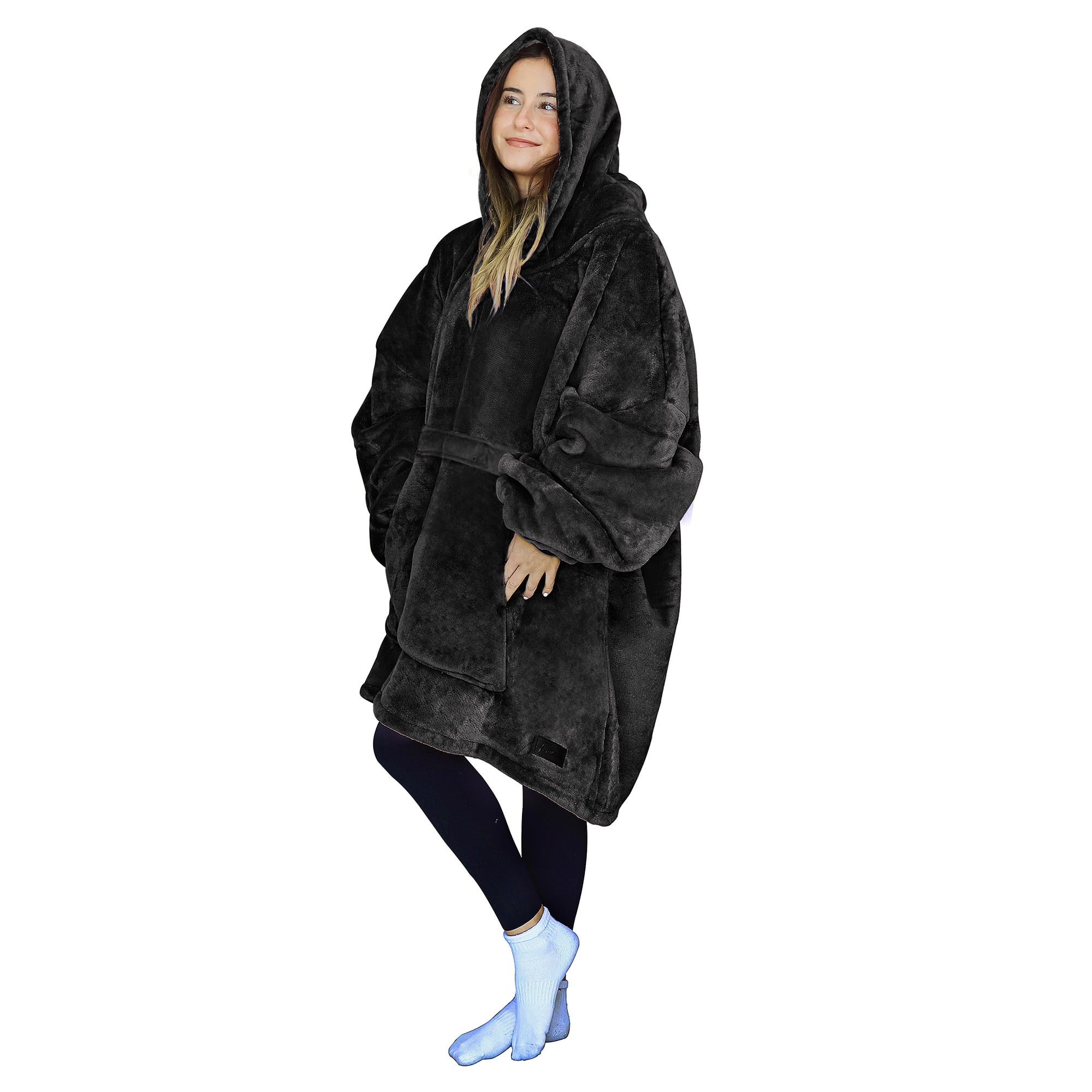 Tirrinia Oversized Blanket Hoodie, Wearable Fluffy Sherpa Blanket, Cozy Sweatshirt Blanket Gift for Adult Women Men Girlfriend