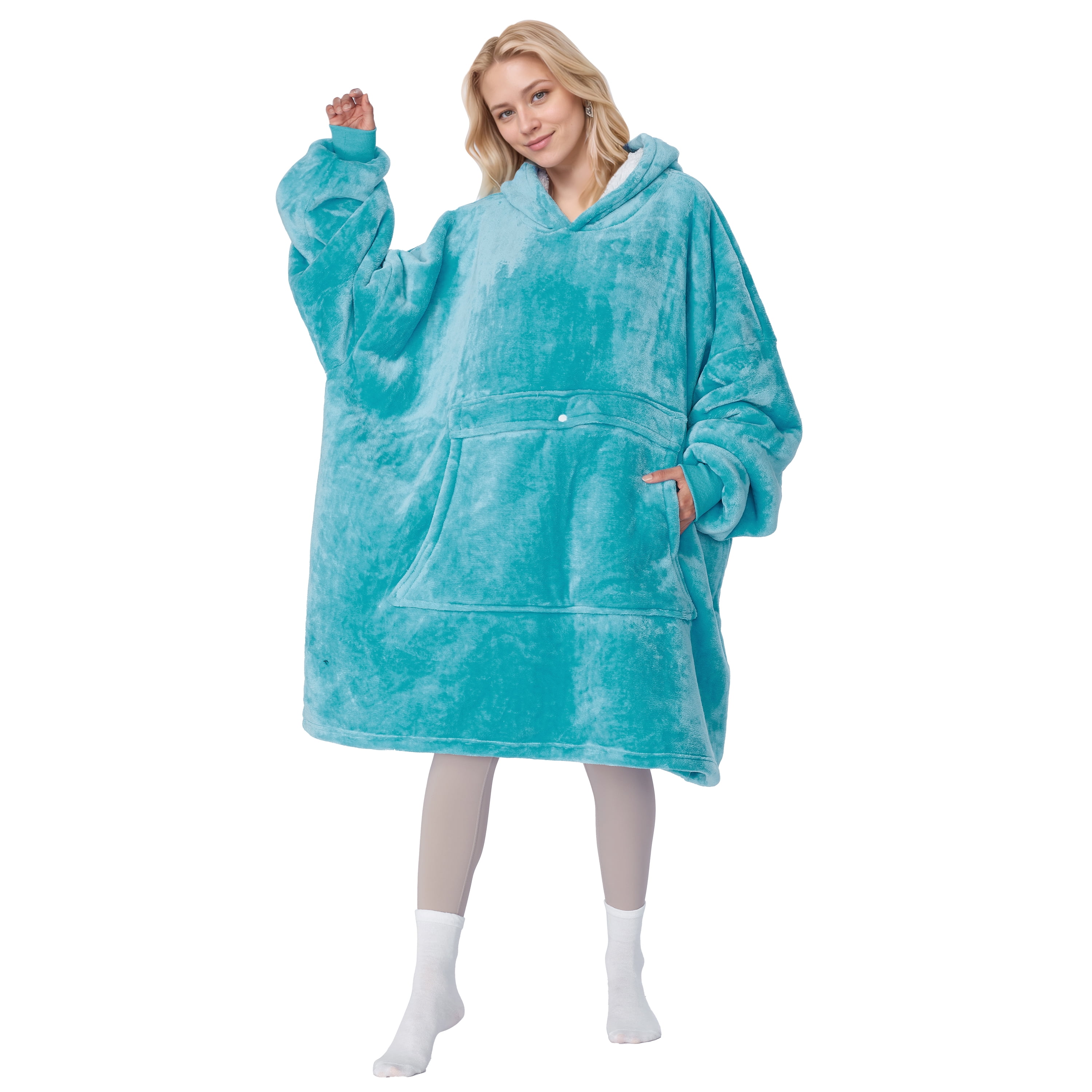 Tirrinia Oversized Blanket Hoodie, Wearable Fluffy Sherpa Blanket, Cozy Sweatshirt Blanket Gift for Adult Women Men Girlfriend