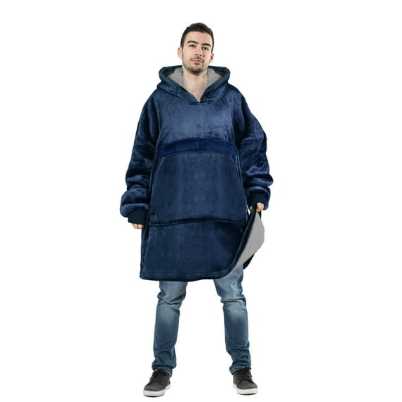 Tirrinia Oversized Blanket Hoodie, Wearable Fluffy Sherpa Blanket, Reversible Cozy Sweatshirt Blanket Gift for Adult Women Men boyfriend husband