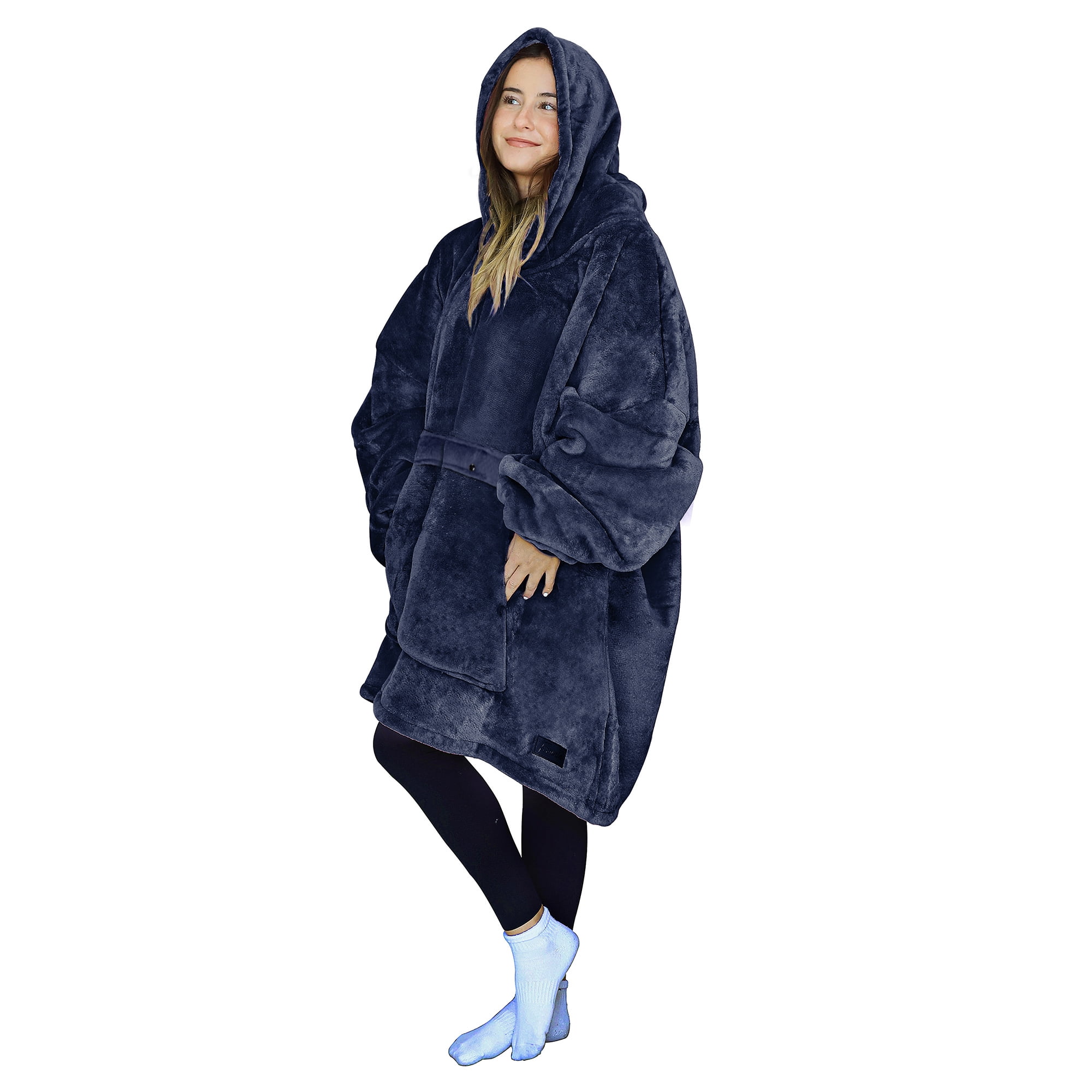 Tirrinia Oversized Blanket Hoodie, Wearable Fluffy Sherpa Blanket, Cozy Sweatshirt Blanket Gift for Adult Women Men Girlfriend